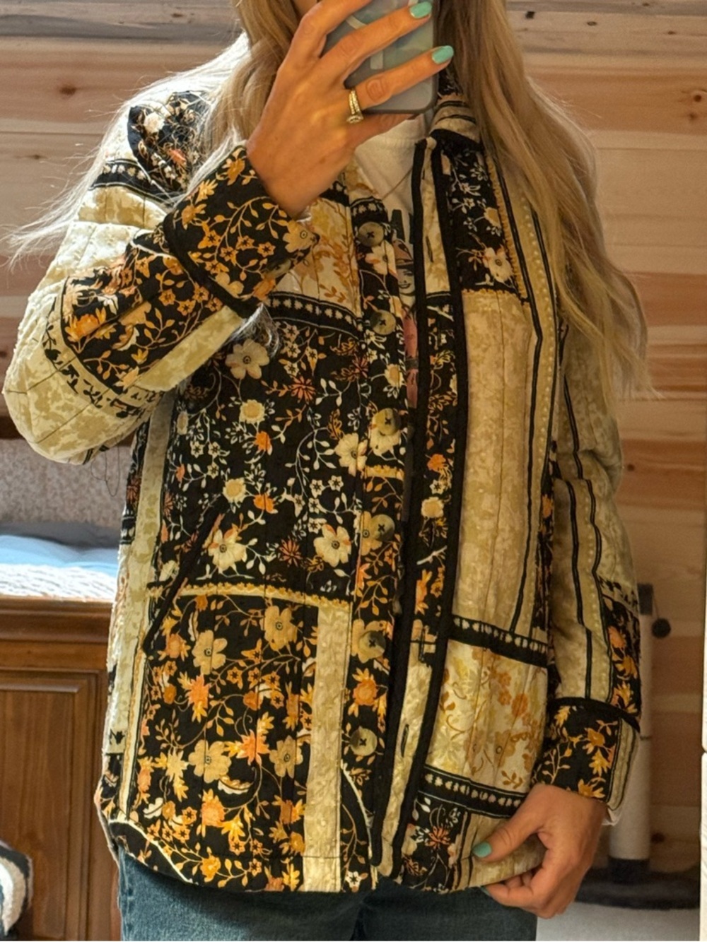 Anthropologie Jacket Patchwork Quilted Jacket Floral Boho Coat Size S - Picture 14 of 14